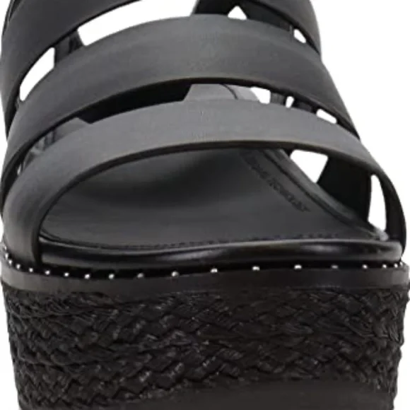 FitFlop Eloise Black Ankle Strap Open Toe Strappy Upper Espadrille Wedge Sandals - Picture 9 of 9